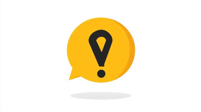 Illustrated in flat style on a white background is a black hazard warning attention sign or exclamation symbol in a yellow speech bubble icon vector.