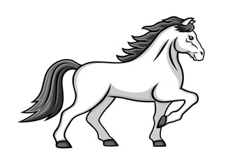 Horse icon standing on white background.	