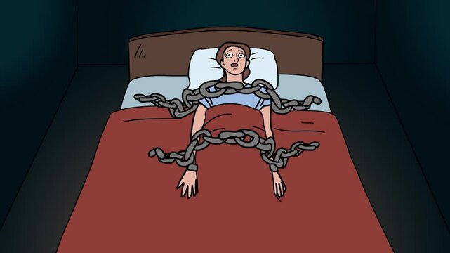 Animation about a person who has sleep paralysis, 2D stylized animation.