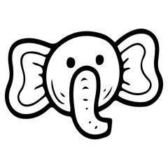 Plush elephant. Hand drawn doodle. Comforter for newborn. Soft toy for baby. Textile cute item for children. Childhood. Vector line art illustration.