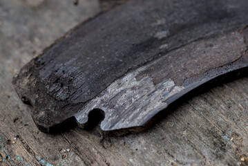 Worn out brake pad, close up