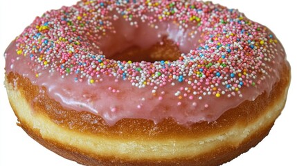 Pink frosted donut with sprinkles