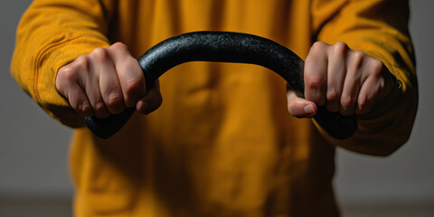Close-up of Hands Gripping a Curved Bar
