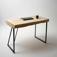 Slab Desk – A simple desk made from a single, thick wooden or stone slab with no drawers or visible joints.