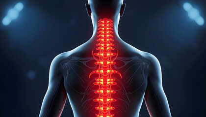 3D Medical background showing good and poor posture with spine highlighted , with white tonespng