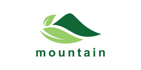 logo design summit and leaf,nature ,landscape,symbol,icon,idea,creative.