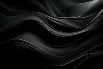 Dark and elegant abstract background featuring flowing black satin fabric, creating a luxurious and sophisticated visual