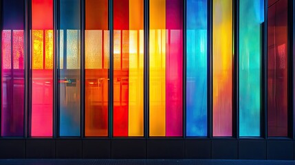 Multicolored shiny wavy stripes abstract. Selective focus.