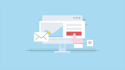 Newsletter subscription, People signing up for newsletter email, Email marketing software, Email collection, Email list building. Animation video clip