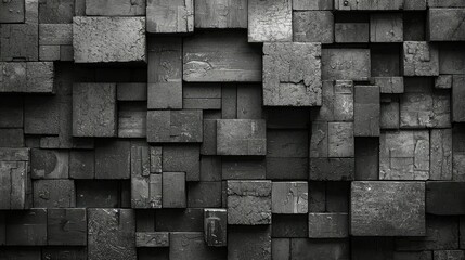 Abstract Dark Grey Cubic Block Wall Texture