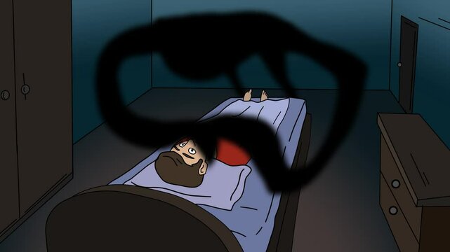 Animation about a person who has sleep paralysis, 2D stylized animation.