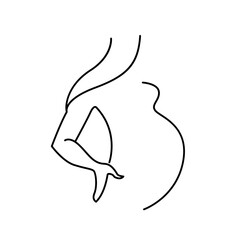 Motherhood lineart pregnant woman silhouette. Mother's Day line vector illustration. Isolated pregnancy image on white background 