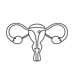 Motherhood lineart pregnant woman uterus silhouette. Mother's Day line vector illustration. Isolated pregnancy image on white background 