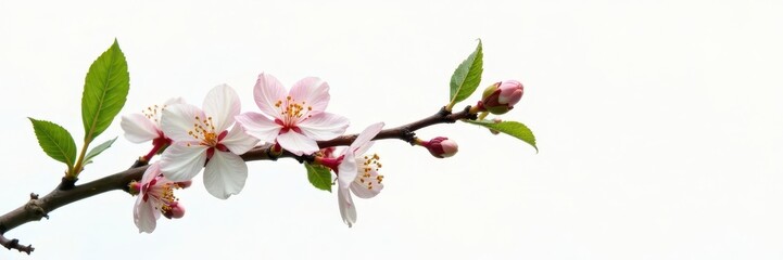 Privet twig branch in full bloom against simple white, branch, flowers, leafy