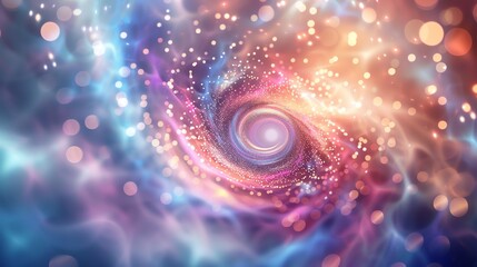 Obraz premium The image is a beautiful depiction of a spiral galaxy. The colors are vibrant and saturated, and the sense of depth is excellent.
