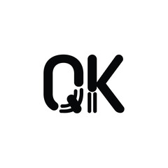 QK monogram logo design letter text name symbol monochrome logotype alphabet character simple logo