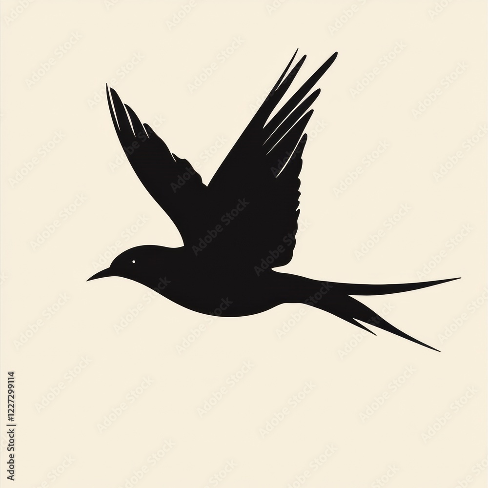 Leinwandbilder silhouette of a bird in flight with outstretched wings against a plain background. generative ai