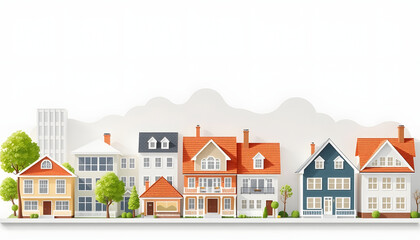Big houses set, Vector Buildings Set. Flat Design Houses set Isolated on White Background , with white tonespng