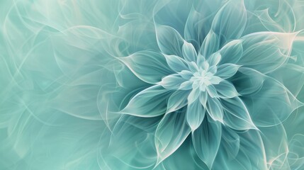 Serene Aqua Flower Abstract Digital Art: Teal Hues and Delicate Petals