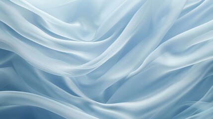 Obraz premium Elegant Draped Light Blue Sheer Fabric Texture Background, Soft and Flowing Waves, Gentle Shimmer, Pastel Color Palette, Luxurious Textile