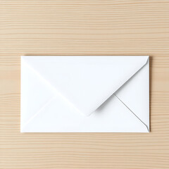 mockup white envelope on wooden background