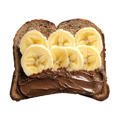 Delicious Toast with Chocolate Spread and Fresh Banana Slices