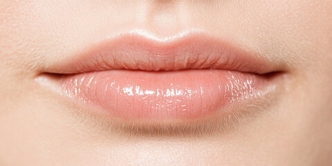 Fototapeta premium Close-up Image of Lips with Pink Lip Gloss
