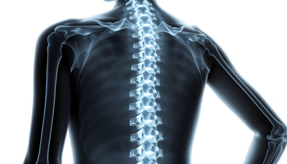 x-ray of a young female spine , with white tonespng