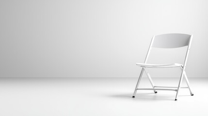 White folding chair in minimalist room, interior design