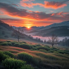 Obraz premium sunset in the mountains