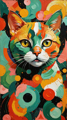 portrait of a cat in impressionist style