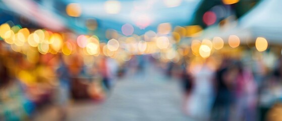 Bright and dynamic background with blurred lights and silhouettes of people, ideal for the design of promotional materials, banners and presentations related to city events and holidays.