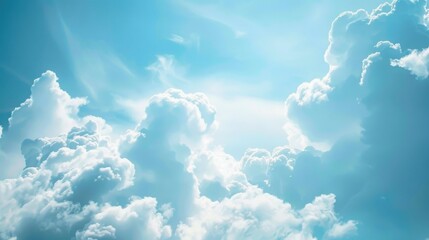 Stunning Aerial View of Fluffy Cumulus Clouds and Bright Azure Sky on a Sunny Day