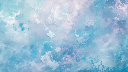 Fototapeta premium Abstract Blue and White Watercolor Texture: Serene Swirls and Pastel Hues in a Dreamlike Painting