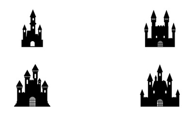 Obraz premium Fantasy Castles silhouette set in black and white