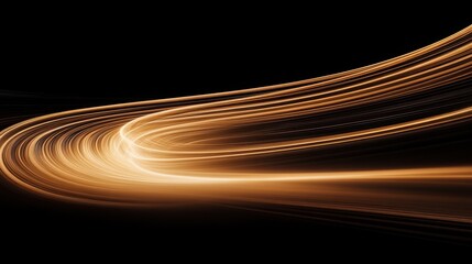 Abstract waveforms in pumpkin color on black background, long exposure effect