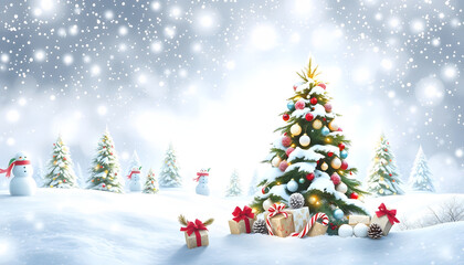 Obraz premium watercolor christmas White background scene , with white tonespng