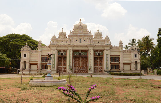 MYSORE, KARNATAKA, INDIA - APRIL 19, 2019 Jayachamarajendra or Jaganmohan Art Gallery in the centre Mysore, Karnataka State, India
