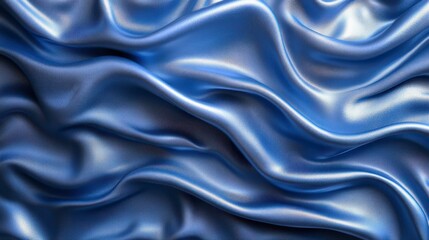 Obraz premium Blue silk fabric texture, draped waves, studio shot, background design