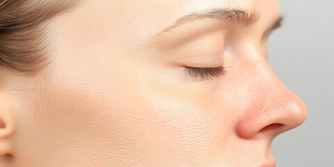 Close-up of Woman's Face Showing Skin Texture