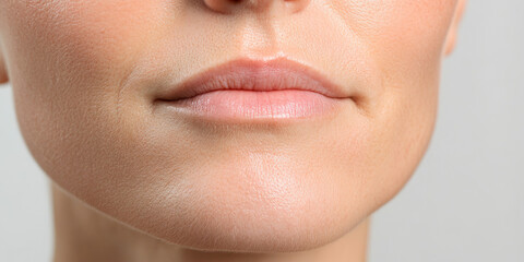 Obraz premium Close-up of Female Lips and Chin