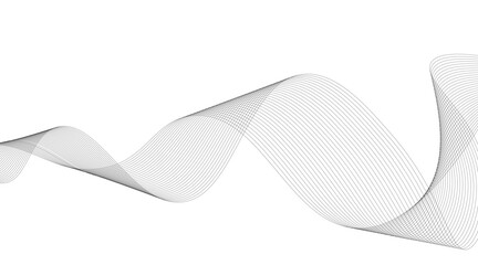 Abstract blue smooth wave on a white background. Dynamic sound wave. Design element. Vector illustration.