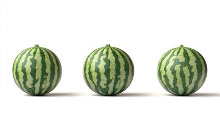 Three Small Watermelons Arranged in a Row