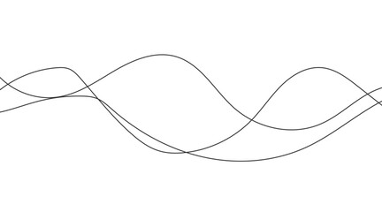 Abstract blue smooth wave on a white background. Dynamic sound wave. Design element. Vector illustration.