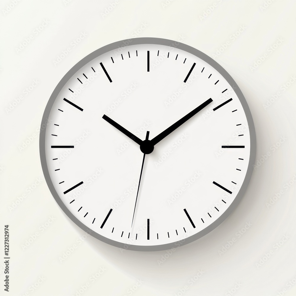 Aufkleber modern wall clock showing a simple design with black hands and minimalist aesthetic in a light backg
