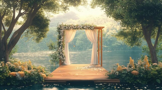 A couple renewing their vows in a scenic outdoor setting, celebrating love