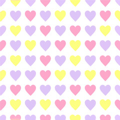Seamless Heart Pattern In Pink Lilac And Yellow For Valentine's Day