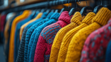 Obraz premium Elegant and Stylish Jackets in a Rainbow Palette on Display