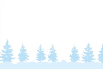 Fototapeta premium Winter Landscape Gradient: A snowy landscape with a sky transitioning from crisp white to pale blue, accented by snow-covered trees