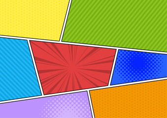 アメコミ風でドットやボーダーの背景